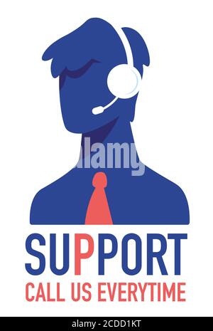 Support call us everywhere, customers center banner vector Stock Vector