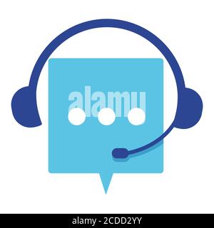 Customer support service, headset and chatting box banner Stock Vector