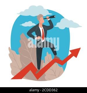 Successful businessman or leader looking for opportunities vector Stock Vector