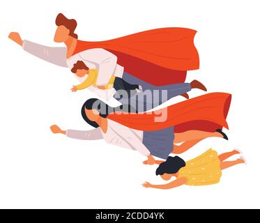 Family of super heroes, parents and kids vector Stock Vector