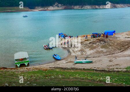 people calibrating their vacation in the boating, somebody waiting for there trip Stock Photo