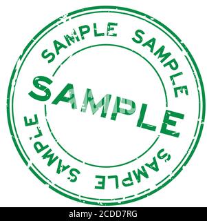 Grunge green sample word round rubber seal stamp on white background Stock Vector