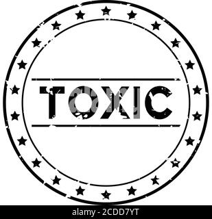 Grunge black toxic word round rubber seal stamp on white background Stock Vector