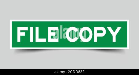 Square green sticker label in word file copy on gray background Stock Vector