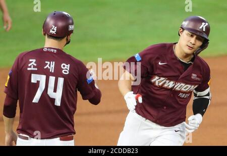 05th Aug, 2020. Kim Ha-seong's hit Kiwoom Heroes infielder Kim Ha-seong  hits a single at a Korea Baseball Organization league regular season game  against the KT Wiz at Gocheok Sky Dome in