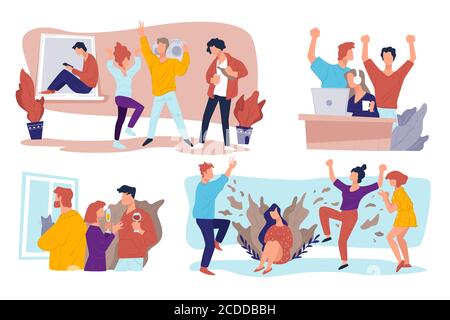 Students partying in university or college, cheerful youth Stock Vector