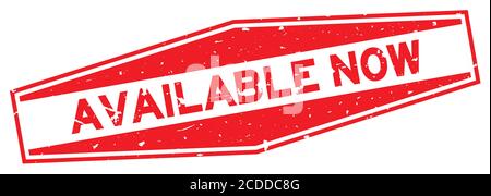 Grunge red available now word hexagon rubber seal stamp on white background Stock Vector