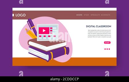 Digital classroom and online courses, education and study Stock Vector