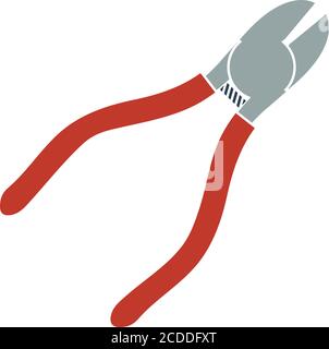 Icon Of Side Cutters. Flat Color Design. Vector Illustration. Stock Vector