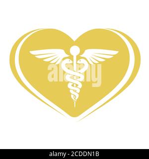 Caduceus doctor illustration vector logo design health care and medical symbols clinic and hospital icon hospital company brand name logo. Stock Vector