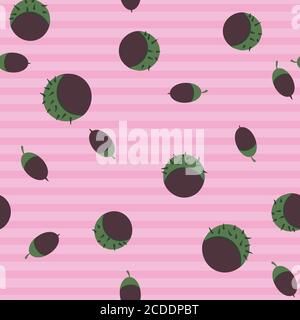 horse chestnuts and acorns seamless vector pattern Stock Vector