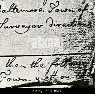 . First records of Baltimore town and Jones' town 1729-1797 . fi^r J-vdj CU*-ef vf CA^J ta si. ere^fe/Vw-&lt;*. #i /(O 9/iC^y ^So^^^y &^j ti*. /^ ly ^J*r;;*Aj;&. ***-, &». b&J&gt;. $o^4 t/Cwojfirv 4&lt;*r*.frrv ta^y&lt;y^ a o-uj: itisL. $&lt;xLd ./VvJ«/«.. 9^-ttL. Ktf^Qy afJ**^o^f /yt-fso. Proceedings of the Commission Which Selected the Site, Decem-ber ist, 1729.(Photographed from original.) JONAS, OR JONES TOWN, RECORDS. Stock Photo