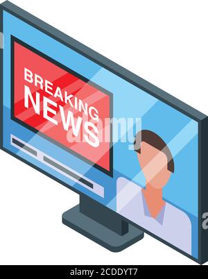 Nursing home tv breaking news icon, isometric style Stock Vector