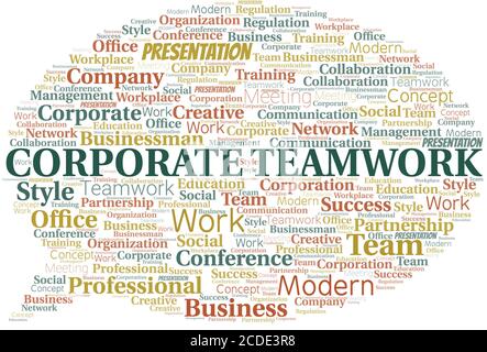 Corporate Teamwork vector word cloud, made with the text only. Stock Vector
