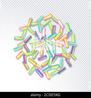 Sprinkle with bright grains of dessert. Abstract pattern with realistic colorful sweet grains isolated on transparent. Design for holiday designs, par Stock Vector