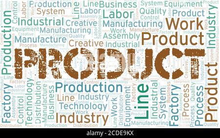 Product word cloud create with the text only. Stock Vector
