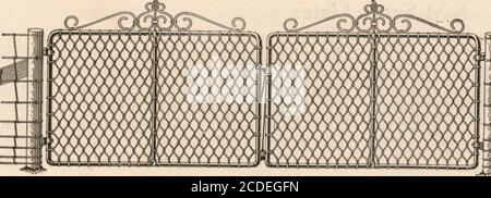 . Cyclone ornamnetal fence and gates: catalog no. 7. . We use no light weight tubing in the construction of our gates. 34 Cyclone Fence—Cleveland. Wire Filler WE use three types of filler in our gates—ornamental fabrics,square mesh and diamond mesh.The ornamental filler is used largely with gates that go withcorresponding fences. All gates of this type are made with orna-mental scroll on top and are furnished with fittings for wood posts,unless ordered with a steel post job. Square mesh gates shown on page 36 are recommended particu-larly for large openings as a moderate priced gate that is go Stock Photo