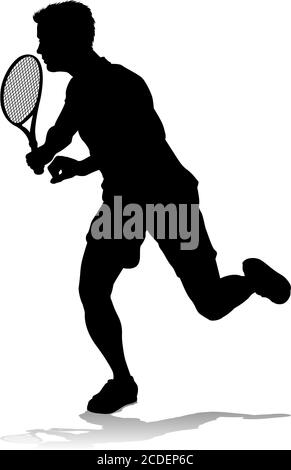 Tennis Silhouette Sport Player Man Stock Vector