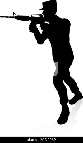 Soldier High Quality Silhouette Stock Vector