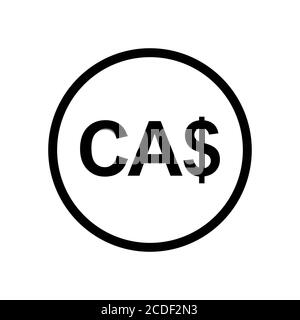 Canadian Dollar icon coin monochrome black and white icon. Current currency symbol. Stock Vector