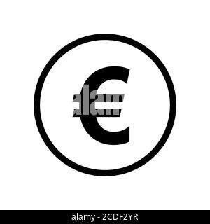 Euro coin monochrome black and white icon. Current currency symbol. Stock Vector