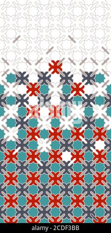 Arabic vector seamless pattern. Geometric halftone texture, pattern with arabic color tile disintegration Stock Vector