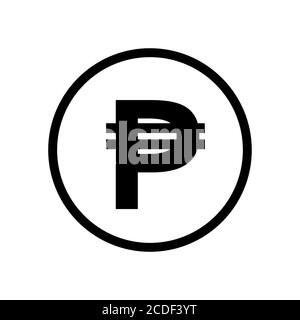 Peso coin monochrome black and white icon. Current currency symbol. Stock Vector