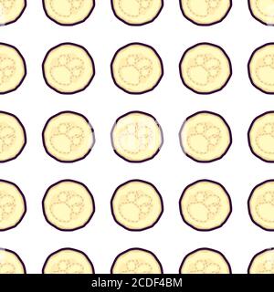 Illustration on theme of pattern eggplant, vegetable aubergine for seal. Vegetable pattern consisting of beautiful eggplant, many aubergine. Simple co Stock Vector