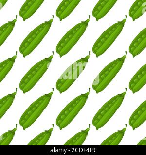 Illustration on theme of bright pattern green peas, vegetable pod for seal. Vegetable pattern consisting of beautiful green peas, many light pod. Simp Stock Vector