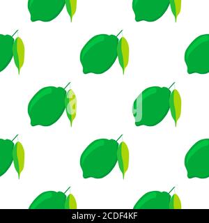 Illustration on theme big colored seamless green lime, bright fruit pattern for seal. Fruit pattern consisting of beautiful seamless repeat lime. Simp Stock Vector