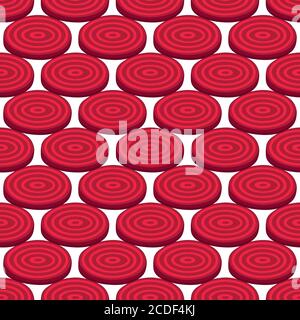 Illustration on theme of bright pattern sugar beet, vegetable root for seal. Vegetable pattern consisting of beautiful beet, many sugar root. Simple c Stock Vector