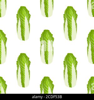 Illustration pattern chinese cabbage, vegetable salad for seal. Vegetable pattern consisting of beautiful chinese cabbage, many salad. Simple colorful Stock Vector