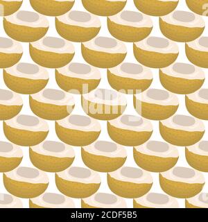 Illustration on theme big colored seamless longan, bright fruit pattern for seal. Fruit pattern consisting of beautiful seamless repeat longan. Simple Stock Vector