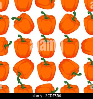 Illustration on theme of bright pattern bell pepper, vegetable capsicum for seal. Vegetable pattern of beautiful bell pepper, many capsicum. Simple co Stock Vector