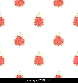 Illustration on theme big colored seamless purple fig, bright fruit pattern for seal. Fruit pattern consisting of beautiful seamless repeat fig. Simpl Stock Vector