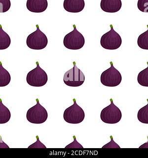 Illustration on theme big colored seamless purple fig, bright fruit pattern for seal. Fruit pattern consisting of beautiful seamless repeat fig. Simpl Stock Vector