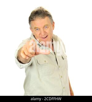 Middle Aged Man Pointing Stock Photo