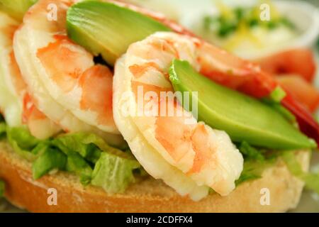 Shrimp And Avocado Sandwich Stock Photo