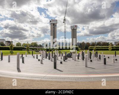 Construction of 'Hotel La Tour' in Milton Keynes, with MK Rose as a foreground. Stock Photo