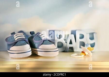 Baby denim shoes Stock Photo