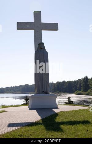 Statue of Jesus Christ on the cross at Aglona Basilica in the Latgale region of Latvia. Stock Photo