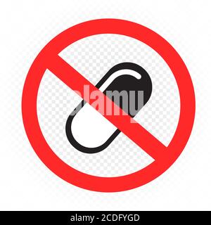 pills prohibition sign white background Stock Vector