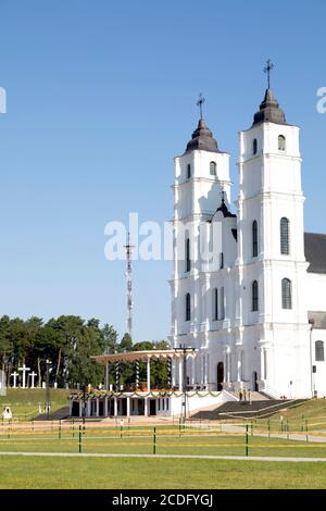 Aglona Basilica on the Celebration of the Assumption of Mary (15 August) in the Latgale region of Latvia. Typically the basilica attracts 300,000 Roma Stock Photo