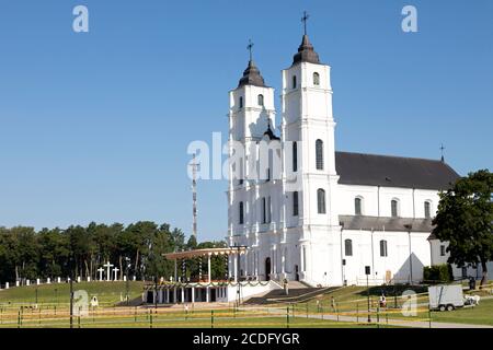 Aglona Basilica on the Celebration of the Assumption of Mary (15 August) in the Latgale region of Latvia. Typically the basilica attracts 300,000 Roma Stock Photo