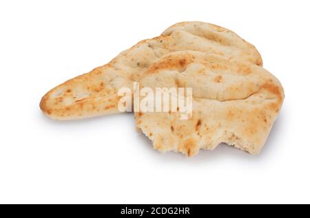 Studio shot of Indian naan bread cut out against a white background - John Gollop Stock Photo