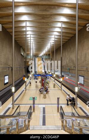 Leipzig, Germany - August 19, 2020: S-Bahn Leipzig City-Tunnel train railway station Markt S Bahn in Germany. Stock Photo