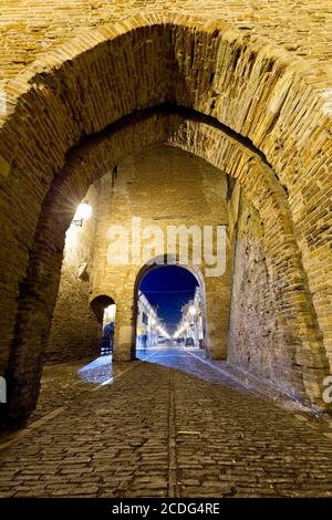 The access portals of Padua Gate in the medieval town of Cittadella. Padova province, Veneto, Italy, Europe. Stock Photo