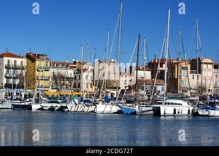France, french riviera, the port and the sea resort of Golfe Juan in mediterranean sea. Stock Photo