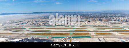 Los Angeles, California - April 14, 2019: Aerial view of Los Angeles International Airport (LAX) in California. Stock Photo