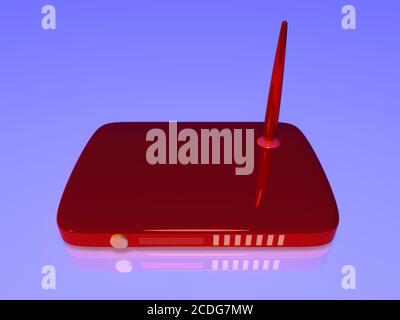 Red Wireless Internet Router, 3D rendering isolated on white background ...